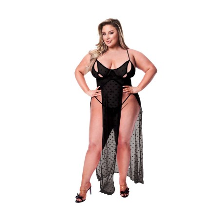 Poupées Baci Lingerie Gown & G-string Noir Queen size 2 Pièces de Baci Lingerie, Nuisettes et Body - Réf : S9405519, Prix : 4...