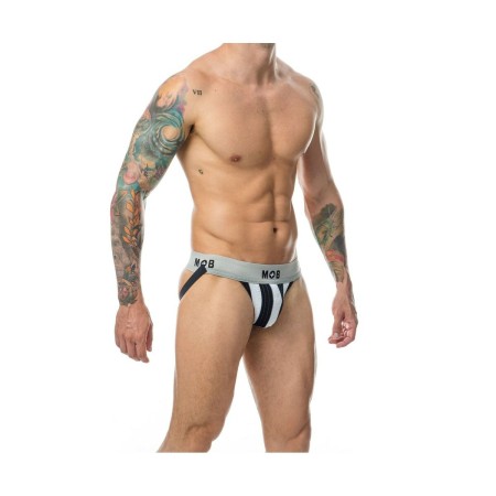 Tanga Mob Eroticwear Bianco Nero di Mob Eroticwear, Mutande da uomo - Rif: M0402355, Prezzo: 26,99 €, Sconto: %